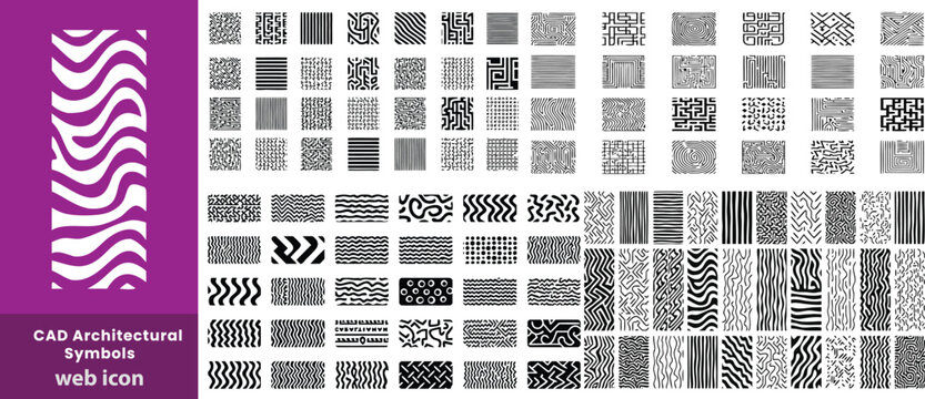 CAD Architectural Symbols and Hatch Pattern Collection Seamless Material Texture Set for Floor Plan Drafting