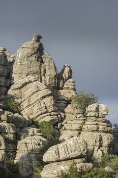 Bizarre limestone rock formations, El Torcal Nature Reserve, Antequera, Andalusia, Spain