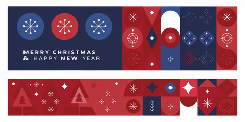 geometric christmas patterns with snowflakes and festive greetings © Sabuj