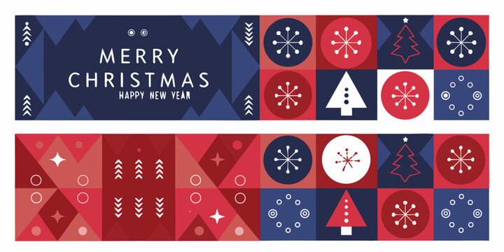 geometric christmas pattern with trees and festive shapes