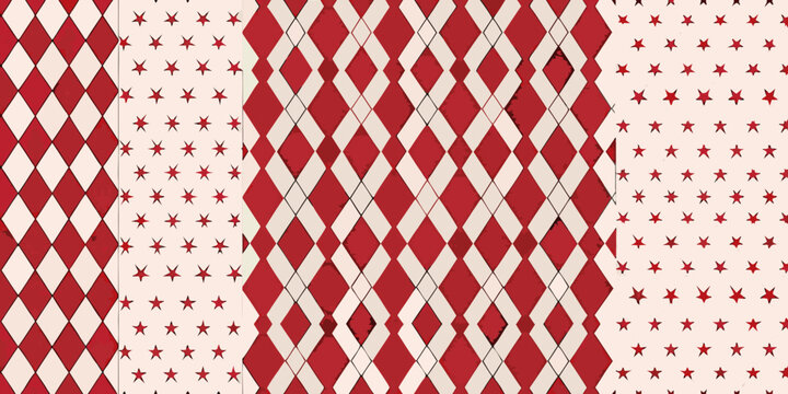 harlequin pattern classic red and cream diamond checkered design