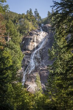 Shannon Falls, Waterfall at steep rock, British Columbia, Canada