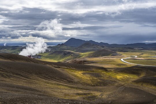 Volcanic landscape at the central volcano Krafla, Myvatn, North Iceland, Iceland