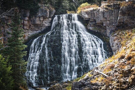 Rustic Falls, Waterfall, Yellowstone National Park, Wyoming, USA