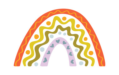 Naklejka premium Rainbow Arches With Dots And Hearts Cartoon