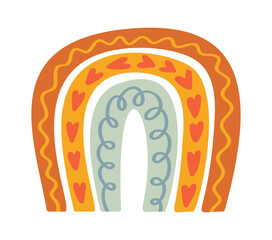 Naklejka premium Rainbow Arch With Hearts Doodle Style