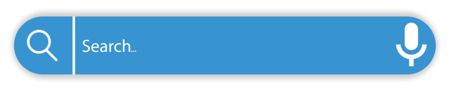 search bar and search button. Set of modern search bar UI elements with magnifying glass and voice search icons. Various Search Box Design Elements