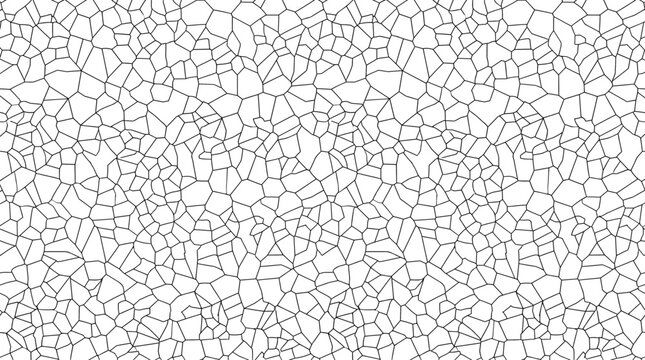 Seamless Black and White Voronoi Cellular Pattern, Organic Landscape Paving Design, Vector Art