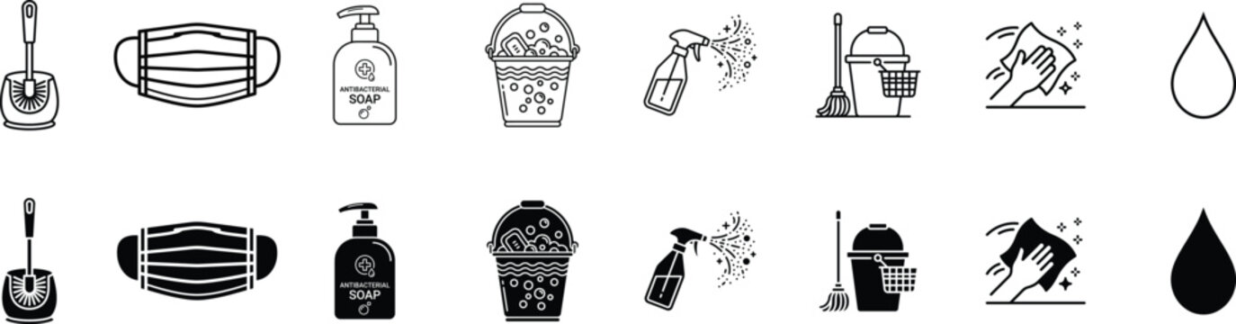 Collection of ancient artifact silhouettes tools weapons and decorative objects in black and white