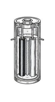 AA Battery Internal Structure Diagram Isolated Transparent Background