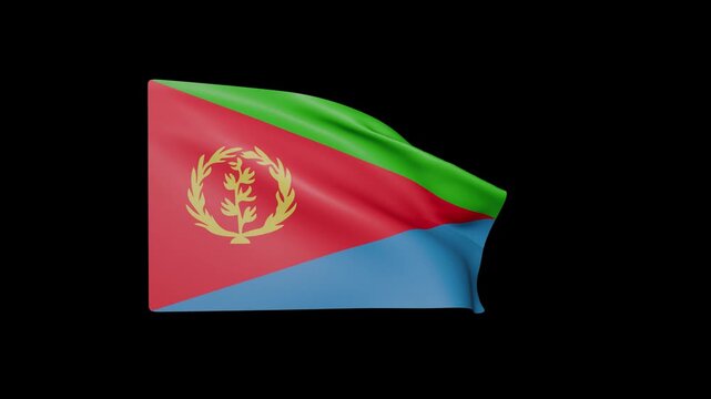 Eritrea flag waving on black background, national flag animation of Eritrea seamless loop