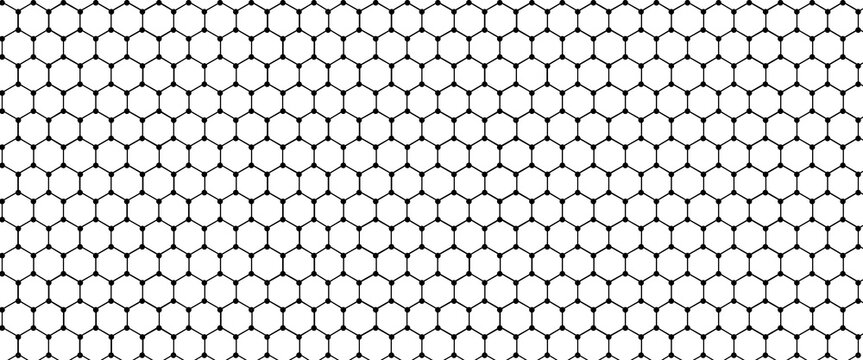 Fishing or soccer net. Repeated hexagon pattern. Black wired mesh texture isolated on white background.