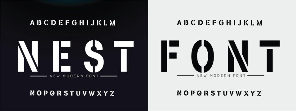 sans serif typography urban style alphabet fonts for fashion, sport, technology, digital, movie, logo design, vector illustration