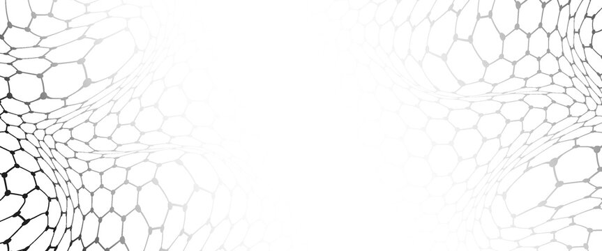 Fishing or soccer net. Repeated hexagon pattern. Black wired mesh texture isolated on white background. Vector ilustration