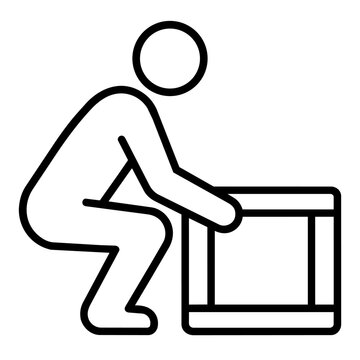 Safe Lifting Posture and Ergonomics Line Art Icon