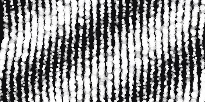 Monochrome abstract dots pattern with vertical lines, blurred bokeh circles in black and white design