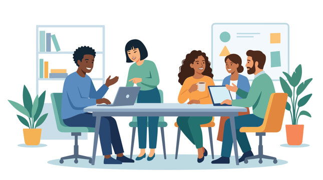 Collaborative Team Meeting Around a Table In Office.