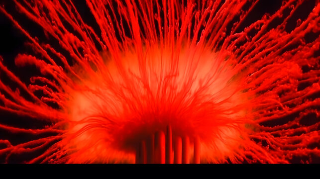 Glowing flames engulf enormous mushroom cloud