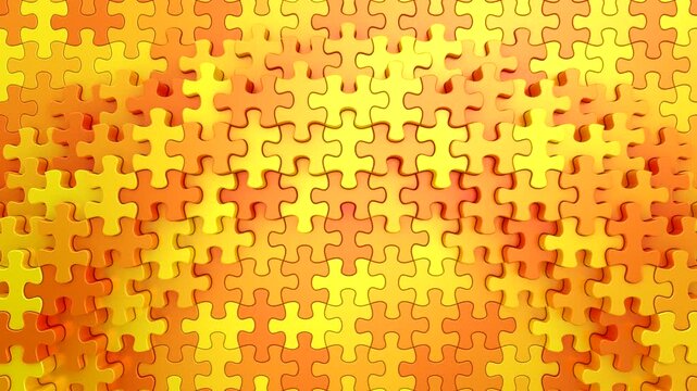 Puzzles Form a Wave. Abstract motion, two color, 3d rendering, 4k resolution
