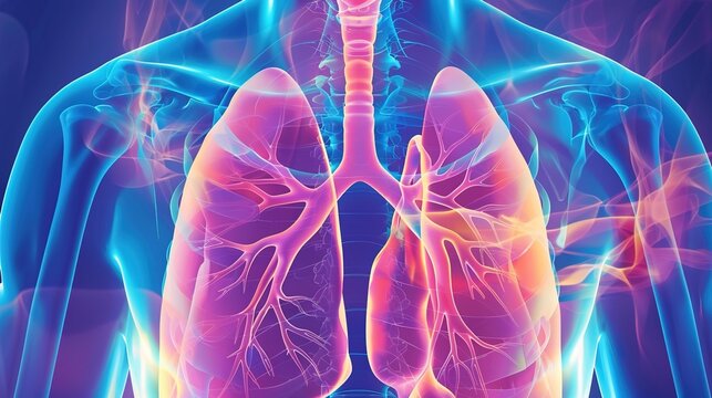 Bronchitis respiratory disease medical concept, inflammation of bronchial tubes, acute and chronic bronchitis symptoms, cough phlegm breathing difficulty, human respiratory system anatomy healthcare