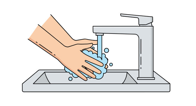Person washes their hands with soap and water under a chrome tap to maintain good hygiene and prevent the spread of germs and viruses.