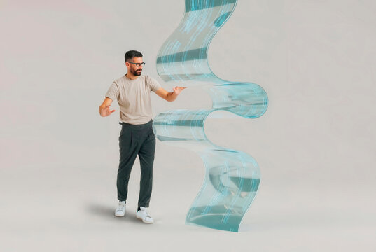 3D abstract ribbon form controlled by engineer gesture