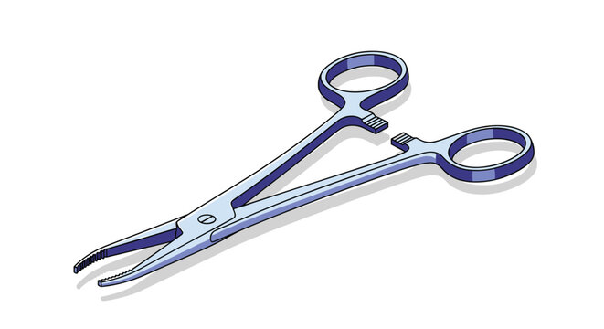 Pair of surgical or medical forceps are displayed with an isometric perspective, suitable for clinical, educational, or scientific themes.