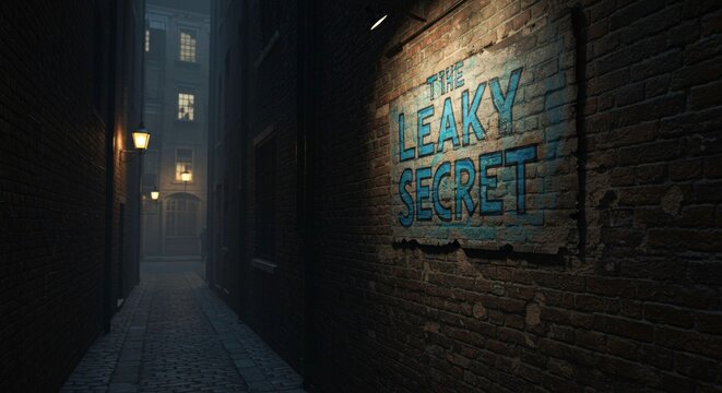 Dark alley with graffiti wall.