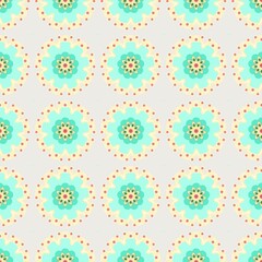 Naklejka premium Turquoise Mandala Fabric Pattern