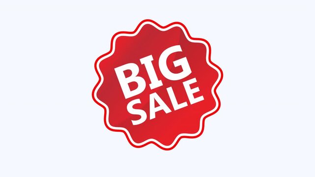 Red starburst sticker with big sale text suitable for promotional, social media posts and online advertisements to attract customers.