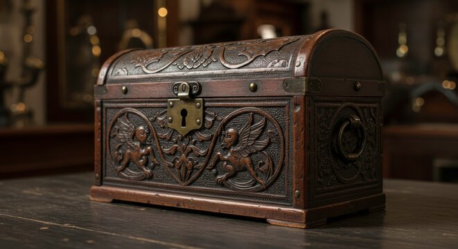 Old antique treasure chest box.
