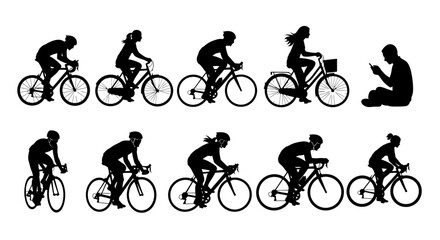 Fototapeta premium Silhouette of cyclist riding bicycle.