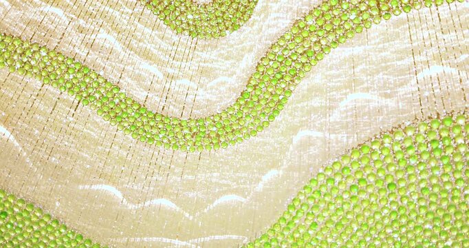 Luxury golden chandelier with green crystals, sparkling light and elegant motion. Ideal background for design, advertising, and premium video projects