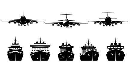 Airplanes and ships in silhouette. © Bayu