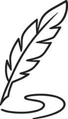 Fototapeta premium Classic feather quill pen with ink swoop line icon for elegant calligraphy literature and storytelling art