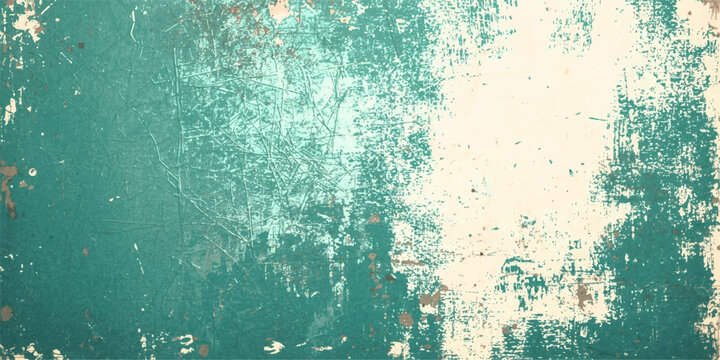 Vintage aged grunge blue background with rough paint texture and brown rust patterns on a dirty antique paper surface design.