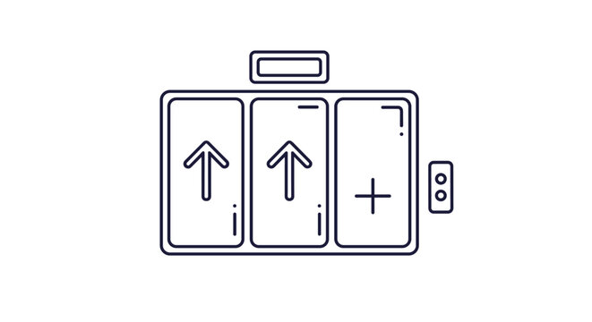 Modern elevator control panel icon featuring floor selection buttons and directional arrows for vertical transport.