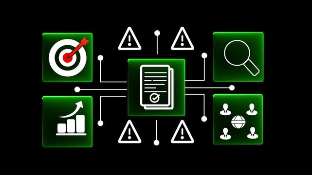 Risk assessment management concept on the transparent background. Risk management strategies for business risk, forecasting, evaluation, financial business concepts. Motion graphics of risk idea