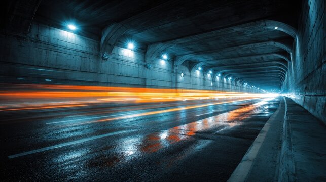 Night tunnel drive: dynamic speed and motion blur in a city express route