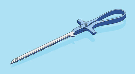Obraz premium Professional surgical bone saw with a serrated blade and handle used in orthopedic medical procedures and healthcare operations.