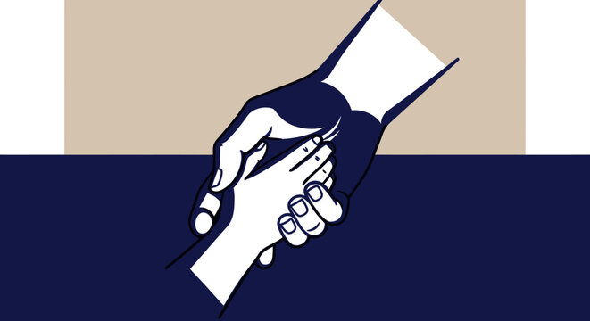 Adult hand holding child's hand, symbolizing care, support, protection, and family bonds