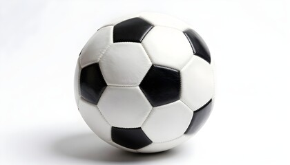 Naklejka premium Classic black and white soccer ball centered on a clean white background