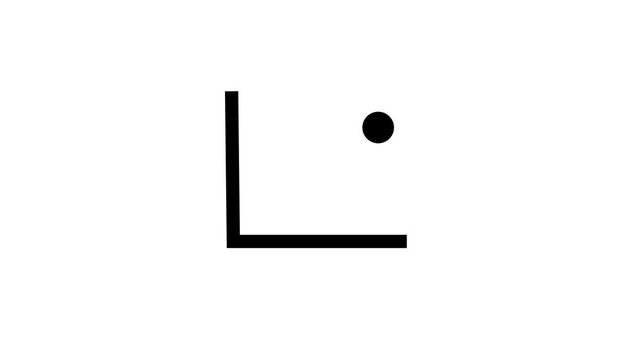 Minimalist L-shape and dot graphic element on a transparent animation background, ideal for modern design projects and branding visuals