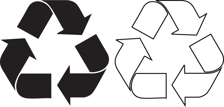 Black recycling symbol with three chasing arrows in circular formation silhouette three arrows