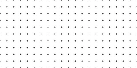 Minimalist Geometric Plus Sign Grid Pattern with Uniform Black Symbols on White Background for Abstract Design or Technical Visualization © Jen