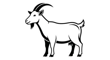 Fototapeta premium Black and white illustration of a goat against a plain white background