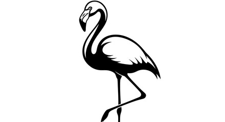 Fototapeta premium Elegant black and white flamingo silhouette standing gracefully on one leg