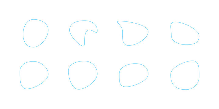 Different shapes of blob icon on white background . Isolated colourful blob icon . set of 9 blob icon . Shape of different blob .
