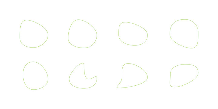 Different shapes of blob icon on white background . Isolated colourful blob icon . set of 9 blob icon . Shape of different blob .
