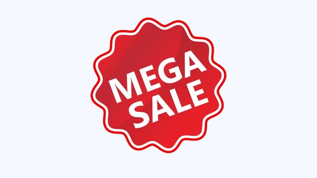 Red starburst shape with mega sale text ideal for discount promotions and social media posts.